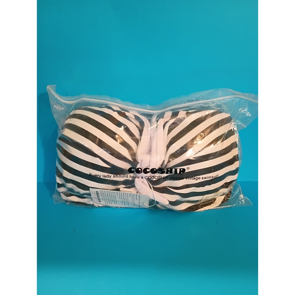 Cocoship Womens Vintage Stripe Swimsuit Top Black White Size 5XL 20 A1834 NEW